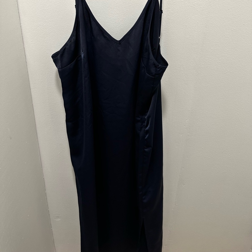 A New Day Silk Like Navy Blue Dress
